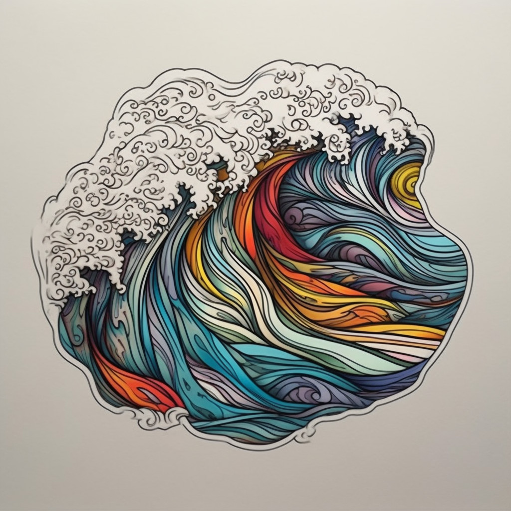Colorful Ocean Wave Sticker Cup Laptop Car Vehicle Window Bumper Vinyl Decal