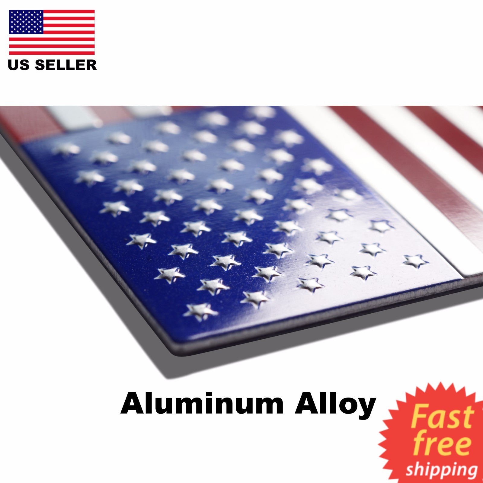 ALUMINUM US Flag Sticker 3D Emblem Decal Patriotic Auto, Car, Truck 3.15″x1.75″