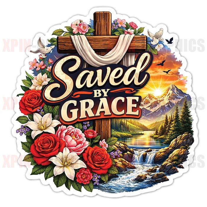 Saved By Grace Christ Decal Sticker Christian Jesus Religious God C