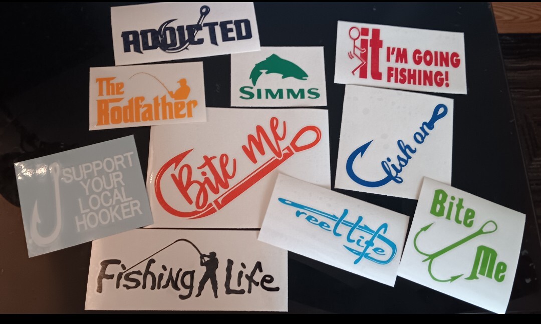 Lot of Fishing Decals 5 Or 10 Pk Boat Yeti Decal Stickers Bass Life Fish Salt