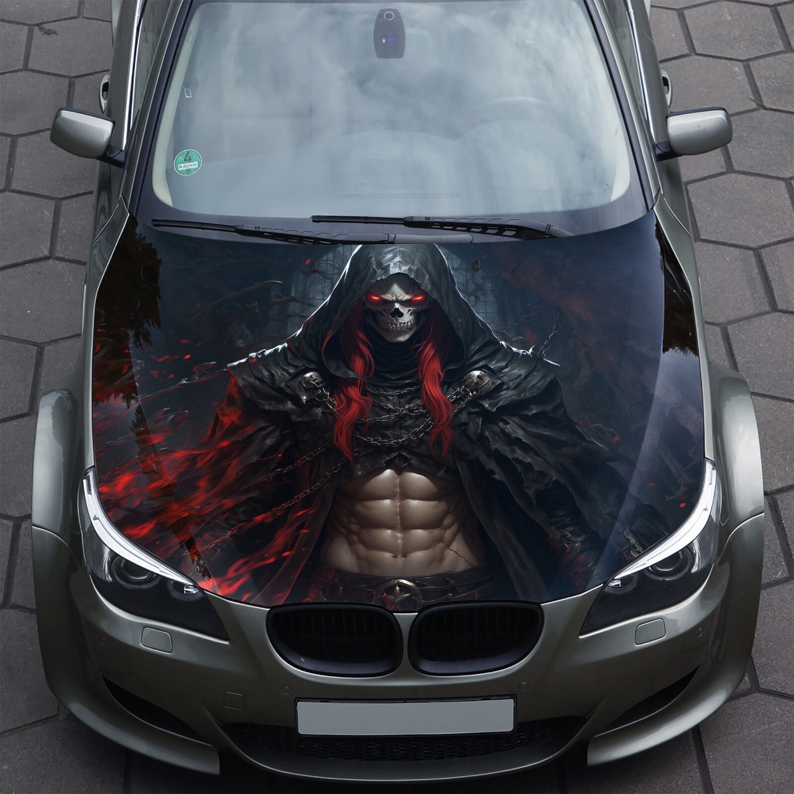 Skull Necromancer Car Hood Wrap Decal Vinyl Sticker Graphic For Car and Truck 3M