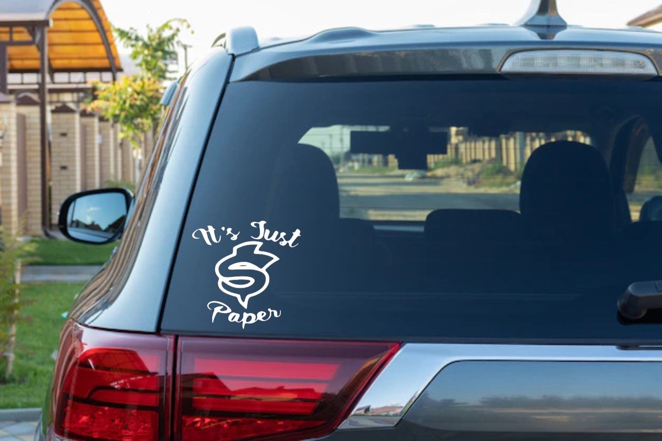 It’s Just Paper – Money Sign – Window Vinyl Decal Sticker