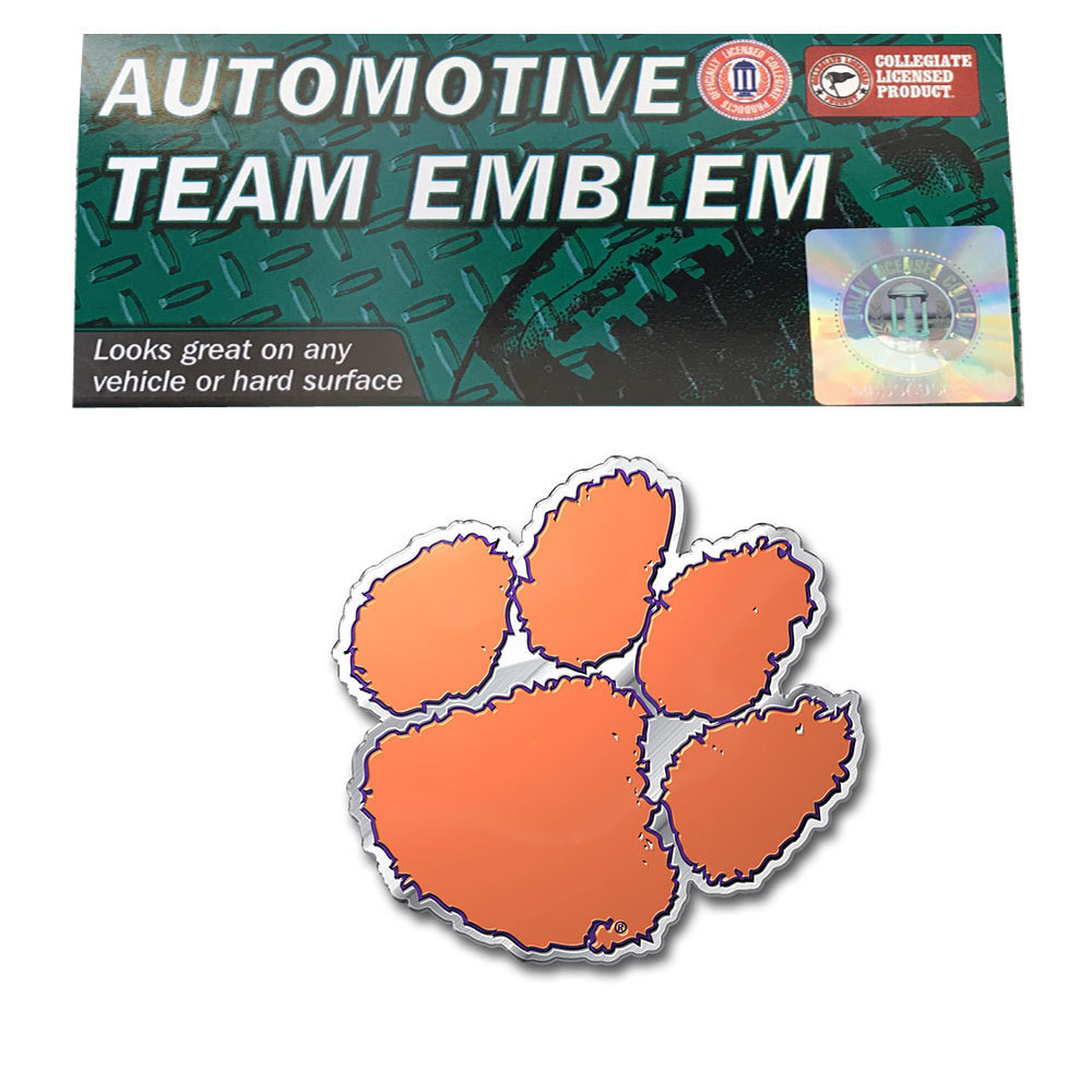 NCAA Clemson Tigers Aluminum Auto Emblem Decal Size Aprx. 3 1/4 x 3 1/4 inches