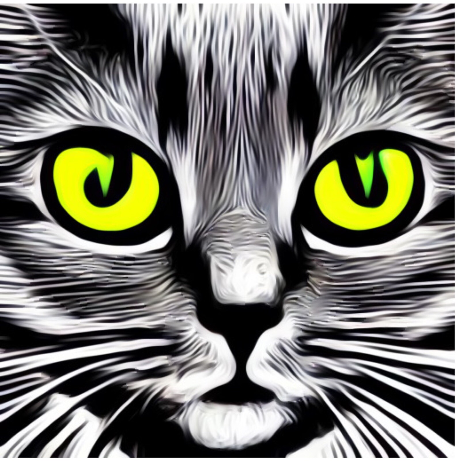 3” Cat Head Sticker Face Kitten Black White Cool Art