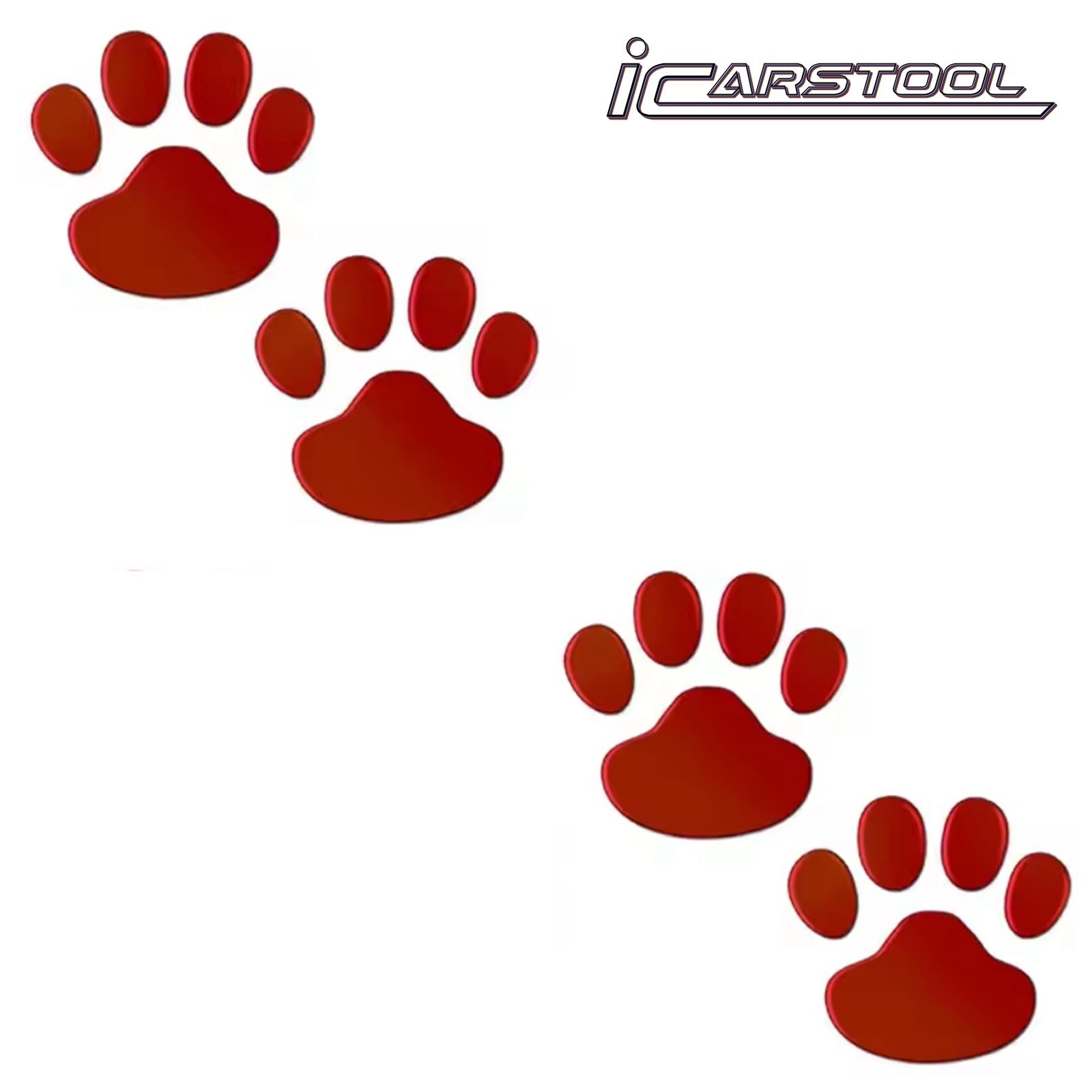 4 PCS 3D Red Dog Paw Car Decal Auto Bumper Window Laptops Decor Emblem Decal