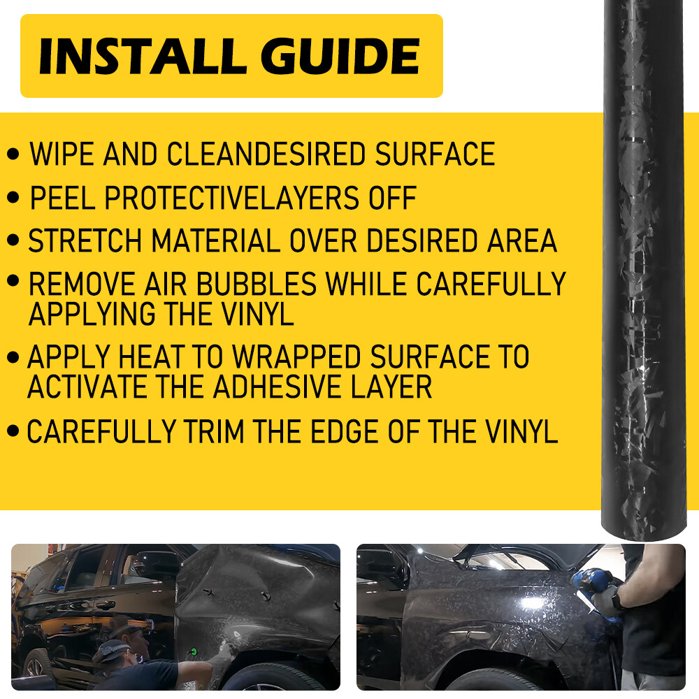 Black Forged Carbon Fiber Wrap Vinyl Roll Car Interior Wrap Stickers 59INx11.8IN