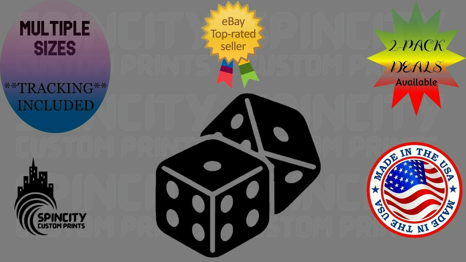 DICE Car Window Vinyl Decal Laptop Gamble Large Bumper Sticker Multiple Sizes