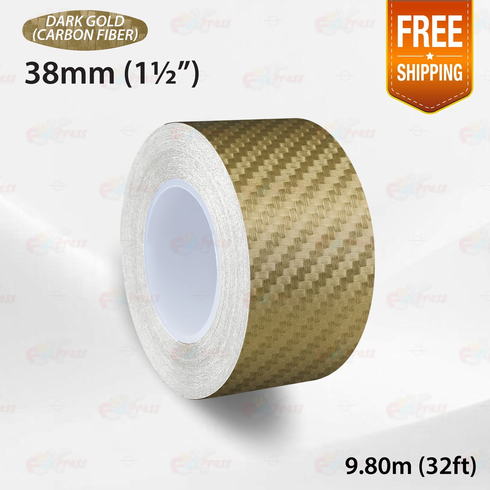 CARBON FIBER DARK GOLD 1.5″ 38mm PIN STRIPE Car Model Streamline TAPE Sticker