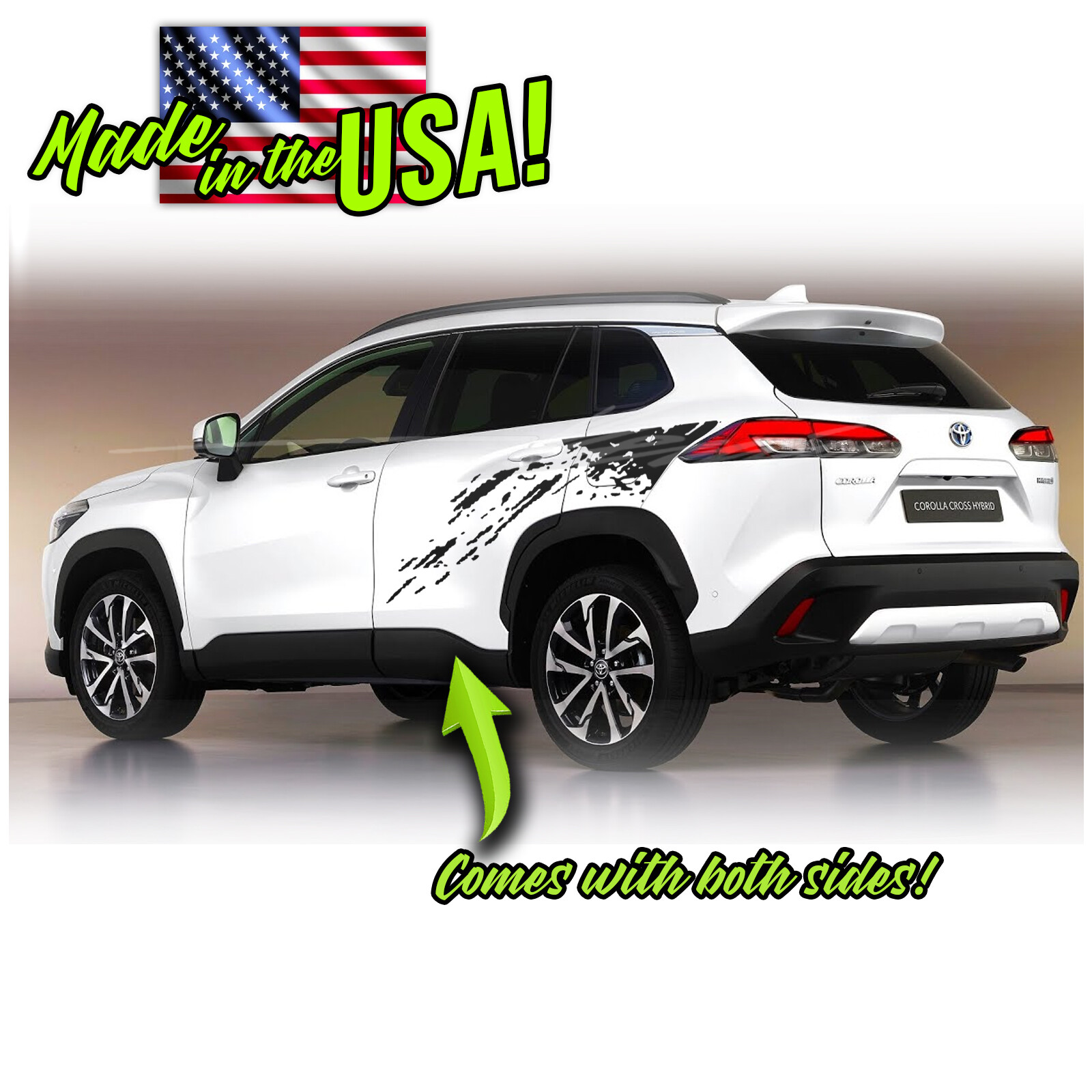 Mud Splash Quarter Racing Stripes Decals Fits 2022 & Up Toyota Corolla Cross