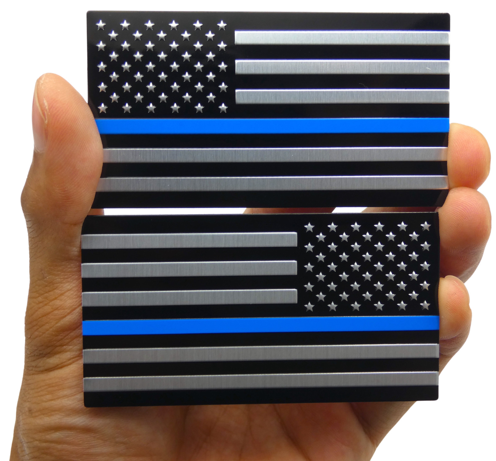 ALUMINUM Thin Blue Line Flag Decal Sticker Support Law Enforcement Police MIRROR