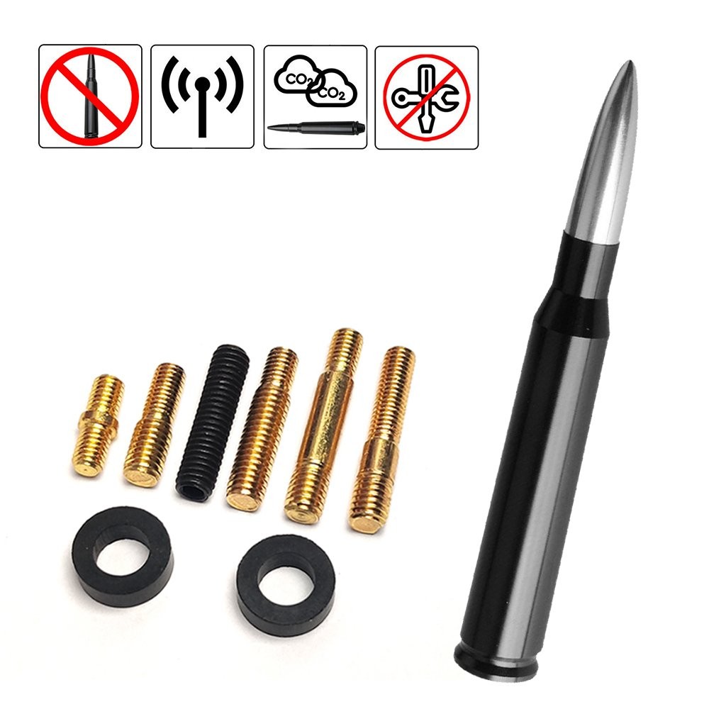 1/2Set Bullet Style Silver Cal 0.5 Antenna Mast Power Fits CHEVY SILVERADO 1500