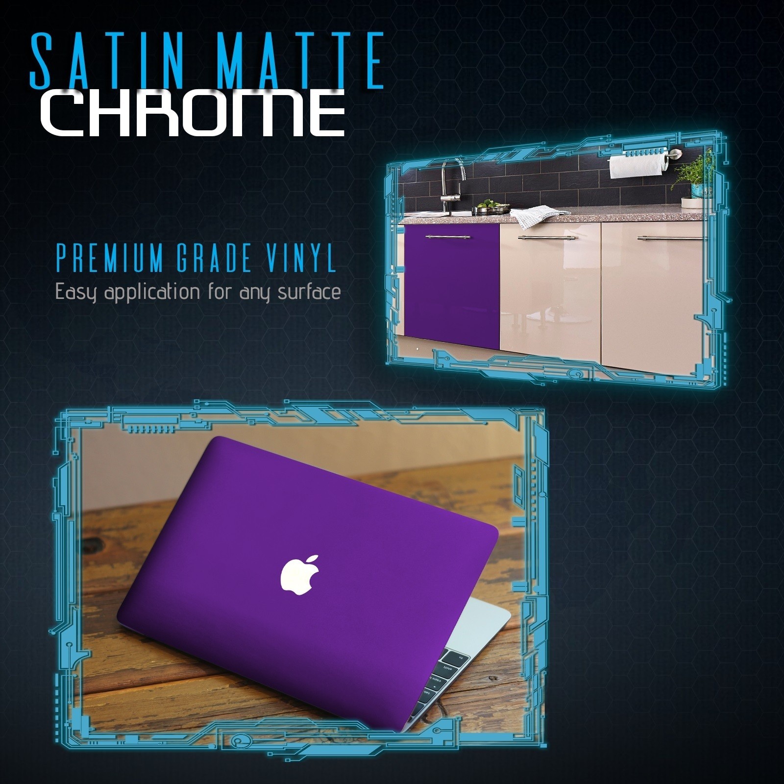 Satin Matte Chrome High Metallic Vinyl Film Wrap Sticker Bubble Free Air PURPLE