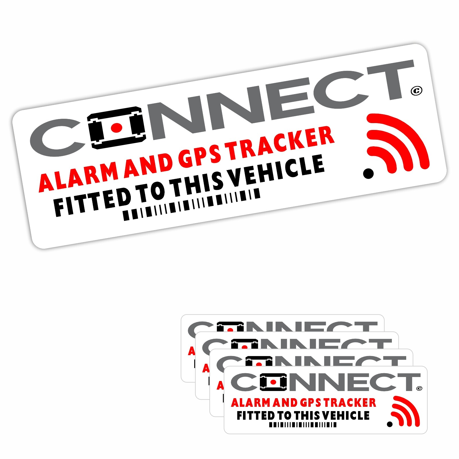 4 x Signs Connect Security Alarm and GPS Tracker Protection Stickers Car Notice