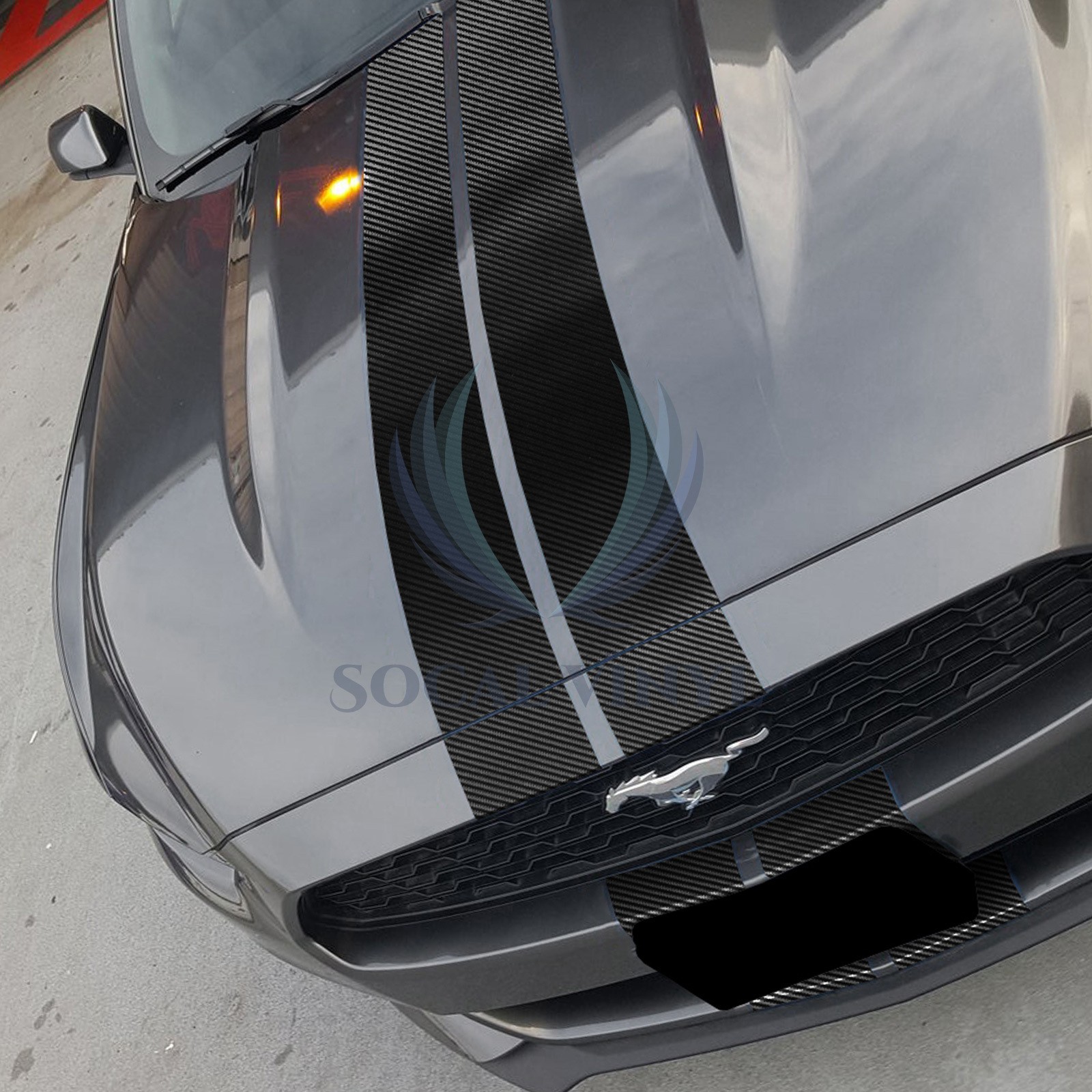 2D High Gloss Carbon Fiber Racing Stripes Vinyl Wrap Sticker 10/25/50/75 FT