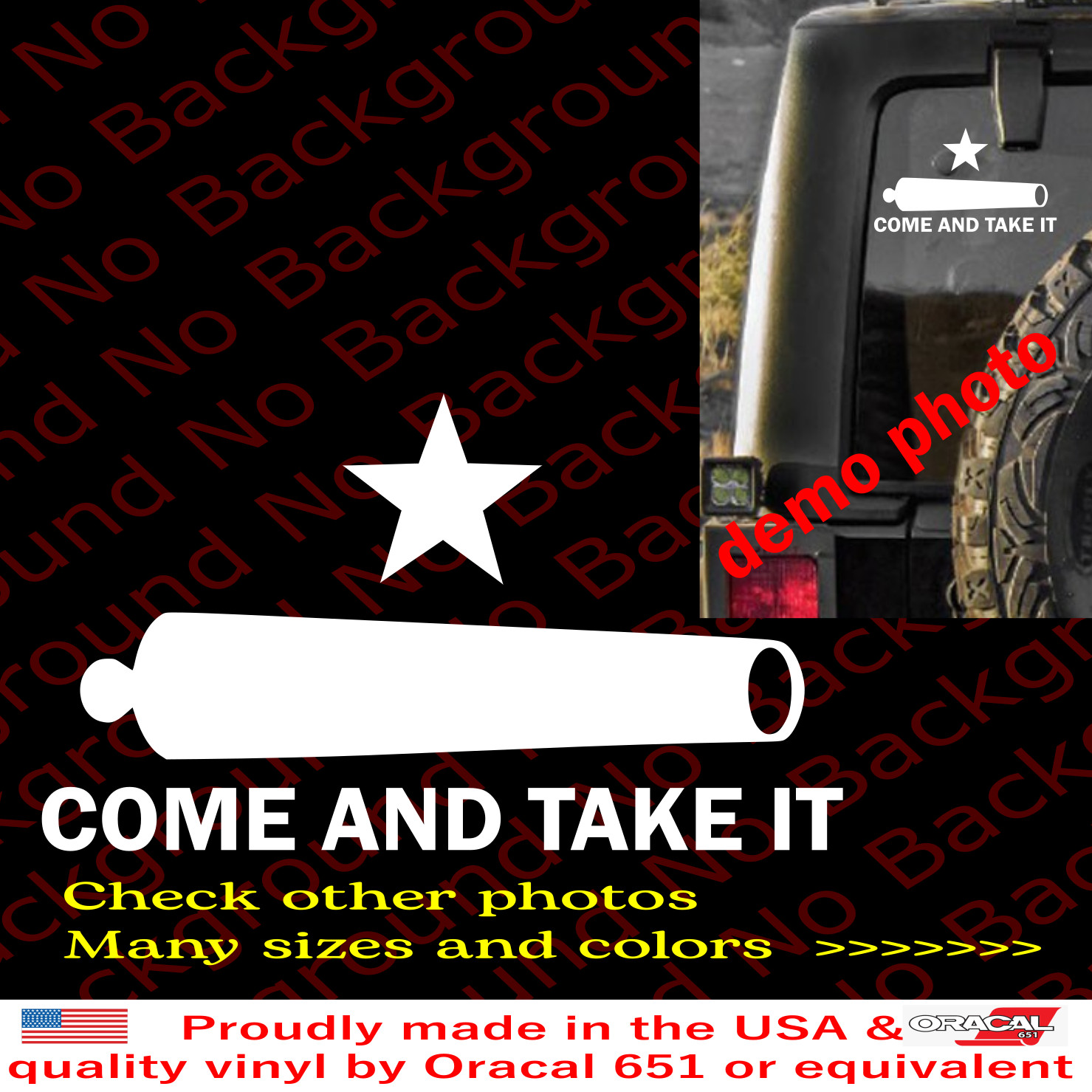 Cannon Come Take it Texas Flag Vinyl Decal Lone Star 2A Gun Rights Sticker US58A