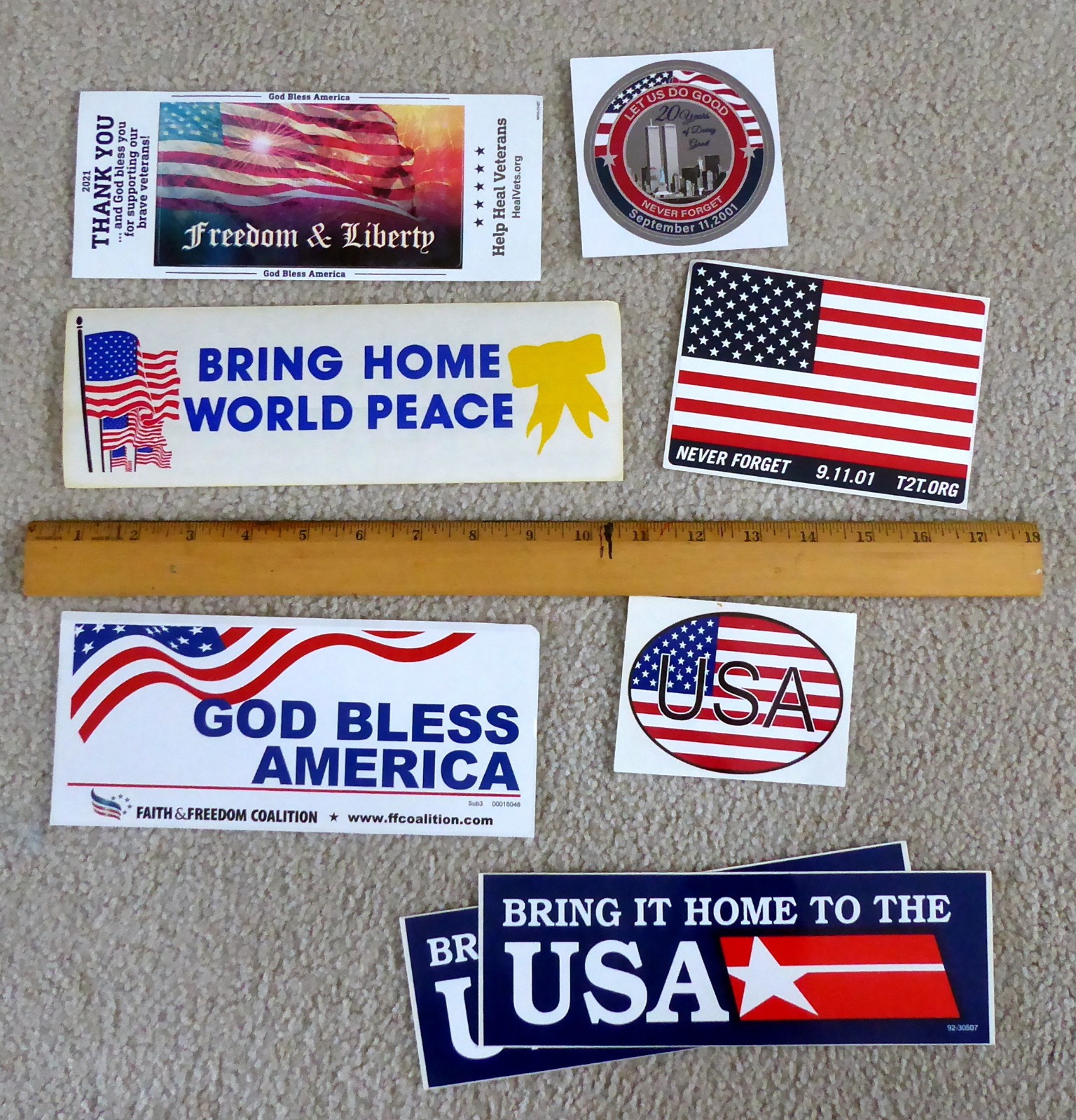 PATRIOTIC STICKER / DECAL ~ bumper stickers ~ lot of 8