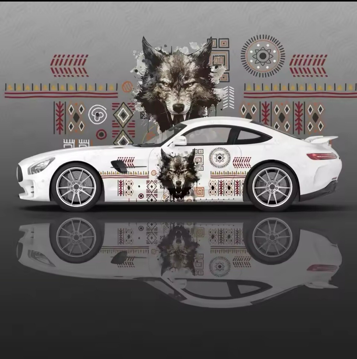 Both Sides Car Body Side Door Vinyl Wolf Native Inspired Vinyl Decal Universal