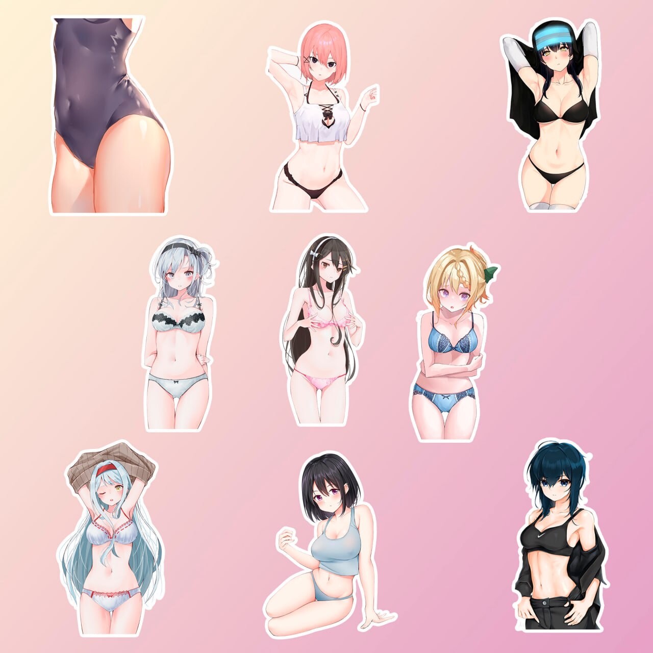 50 Pcs Lewd Anime Sticker Pack Adult sticker Lewd Nsfw Waifu Ecchi Lewd Hot Lot