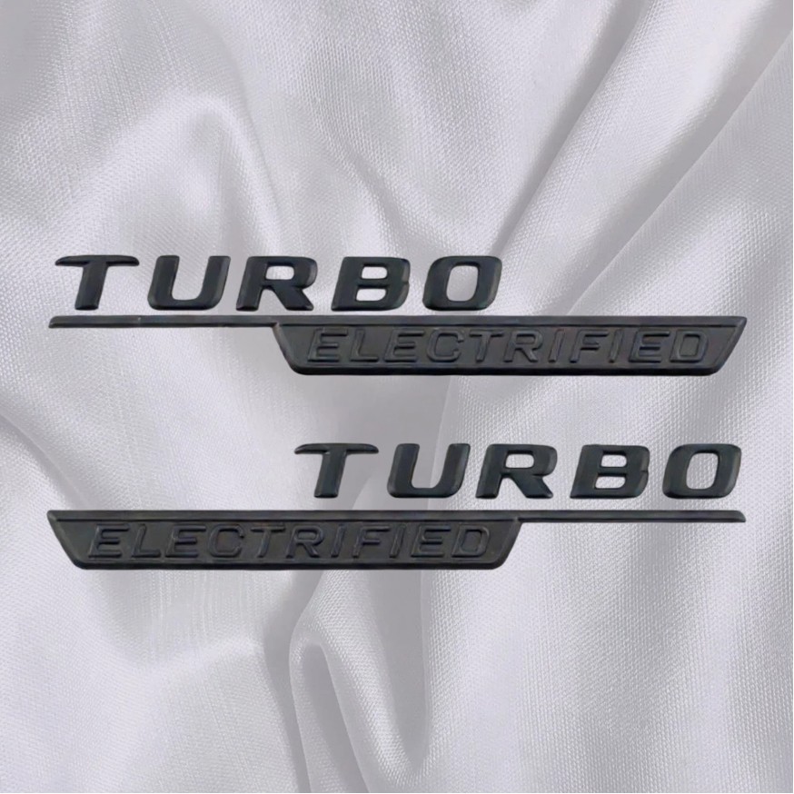 Chrome Black Fender Side TURBO ELECTRIFIED Trunk Letters Emblems Badges