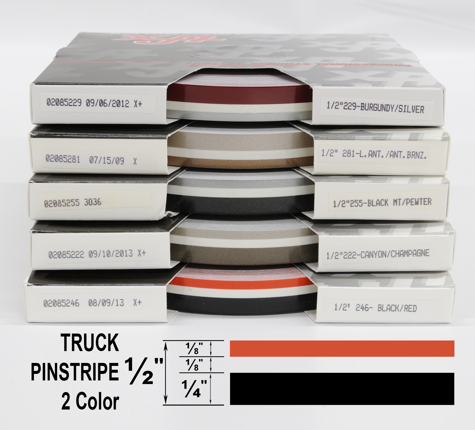 Half Inch Wide 2 Color Truck PinStripe 1/2″ x 150′ Accent Striping