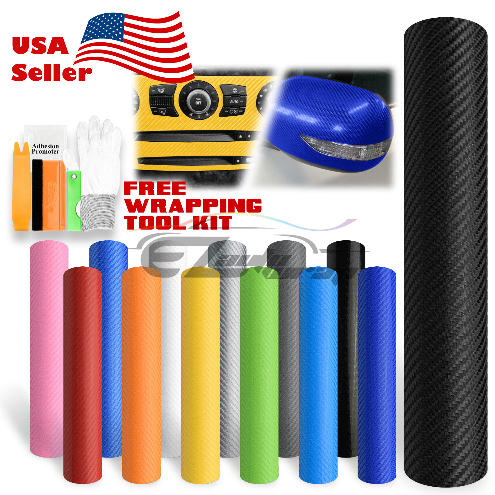 Premium 4D Gloss Carbon Fiber Vinyl Wrap Sticker Decal Sheet Bubble Free Film