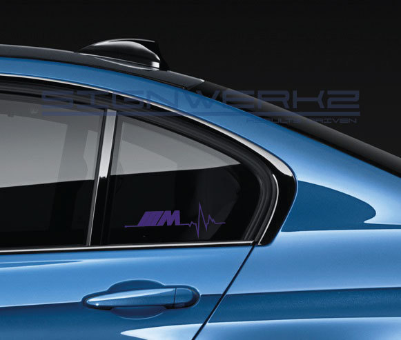 M heart beat pulse Decal Sticker M1 M2 M3 M4 M5 MX5 MZ4 X3 X5 BMW Pair
