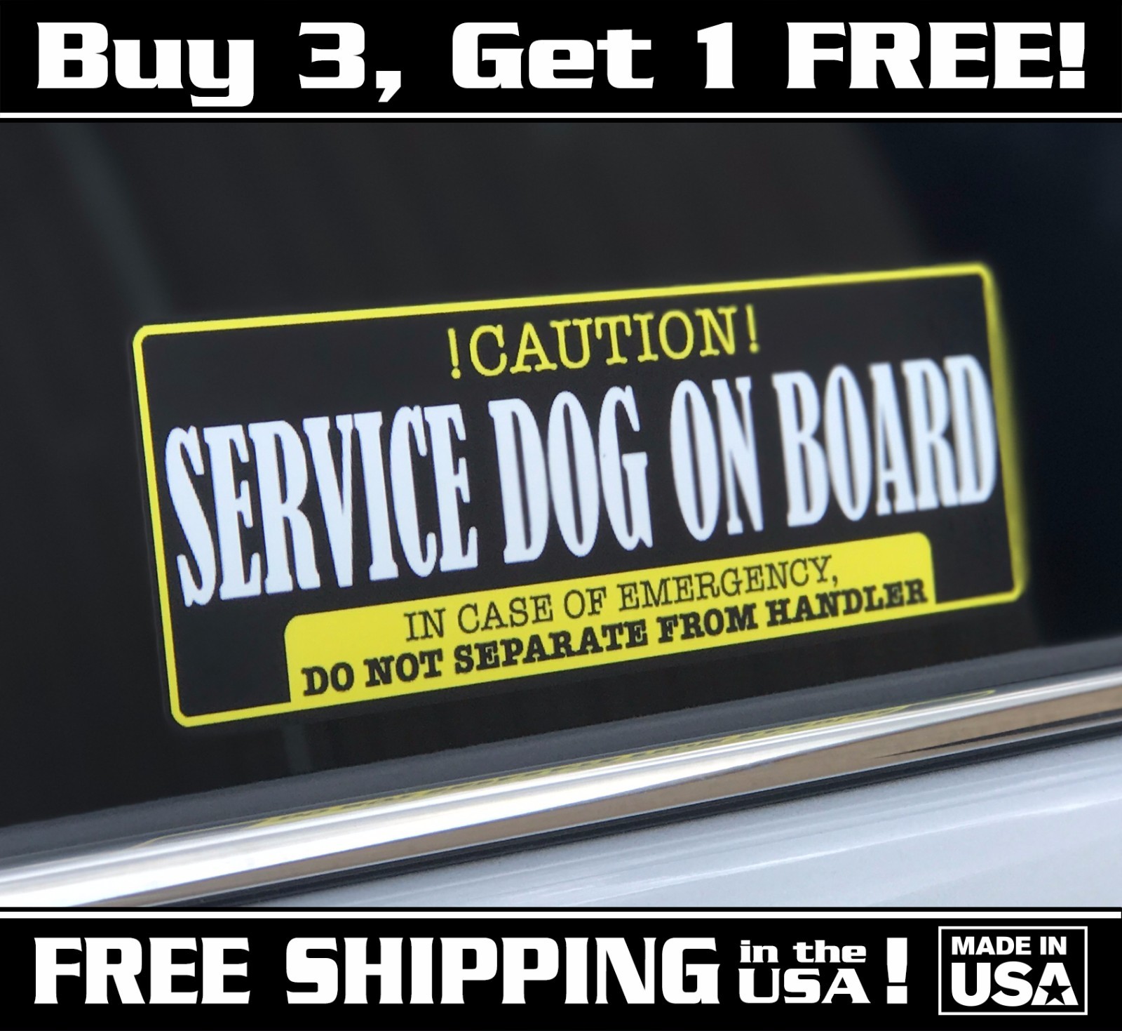 Service Dog On Board Decal Sticker Caution! 3″x 9″ Free Shipping In The US!