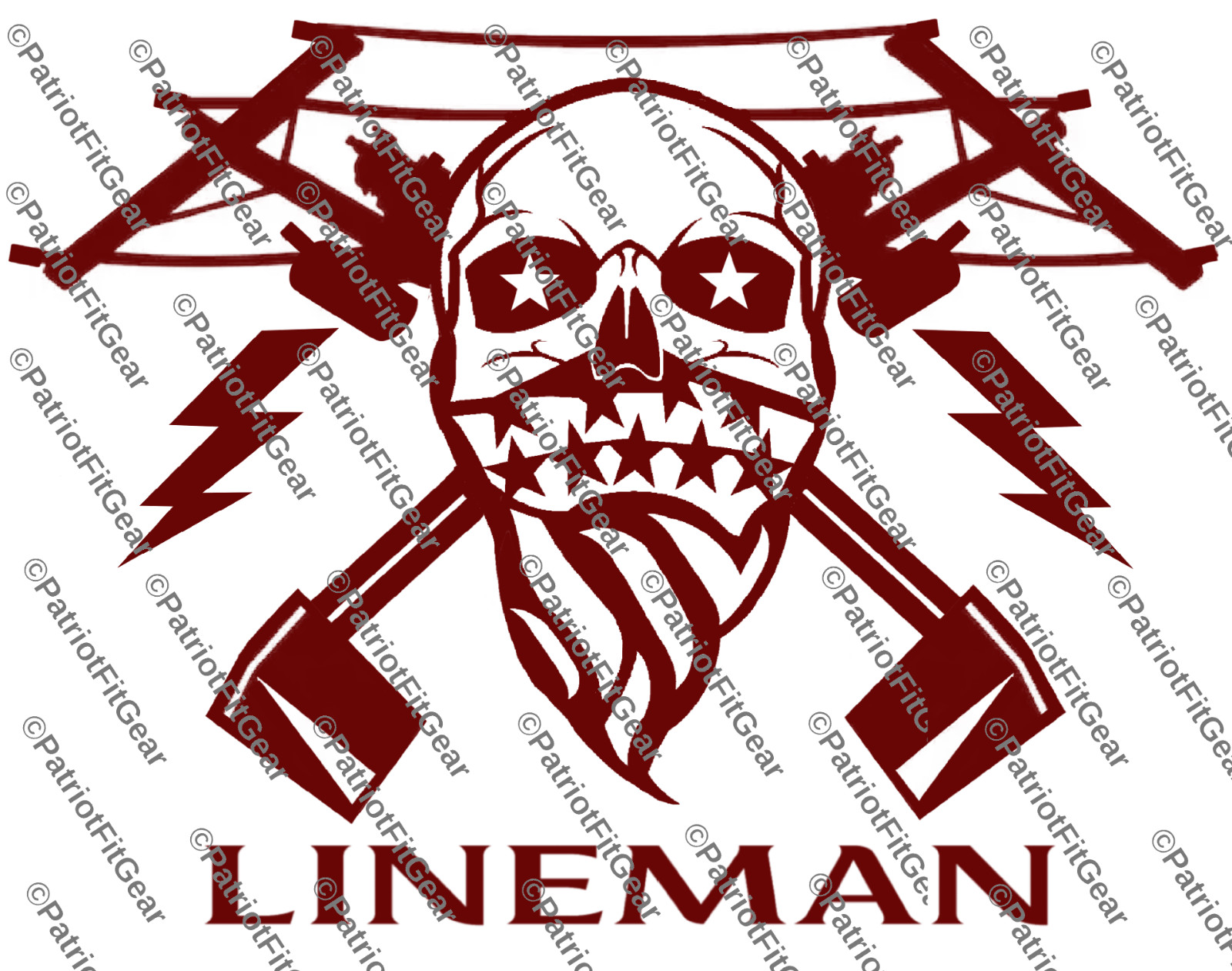 Lineman,Electrician,Line Work,Linemen,Skull Bandanna,Pole,,Custom Vinyl Decal