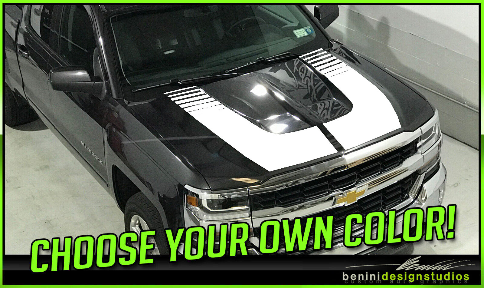 Vinyl Decal Graphics 4 Fits- Chevy Silverado Hood Racing Stripes 2016 2017 2018