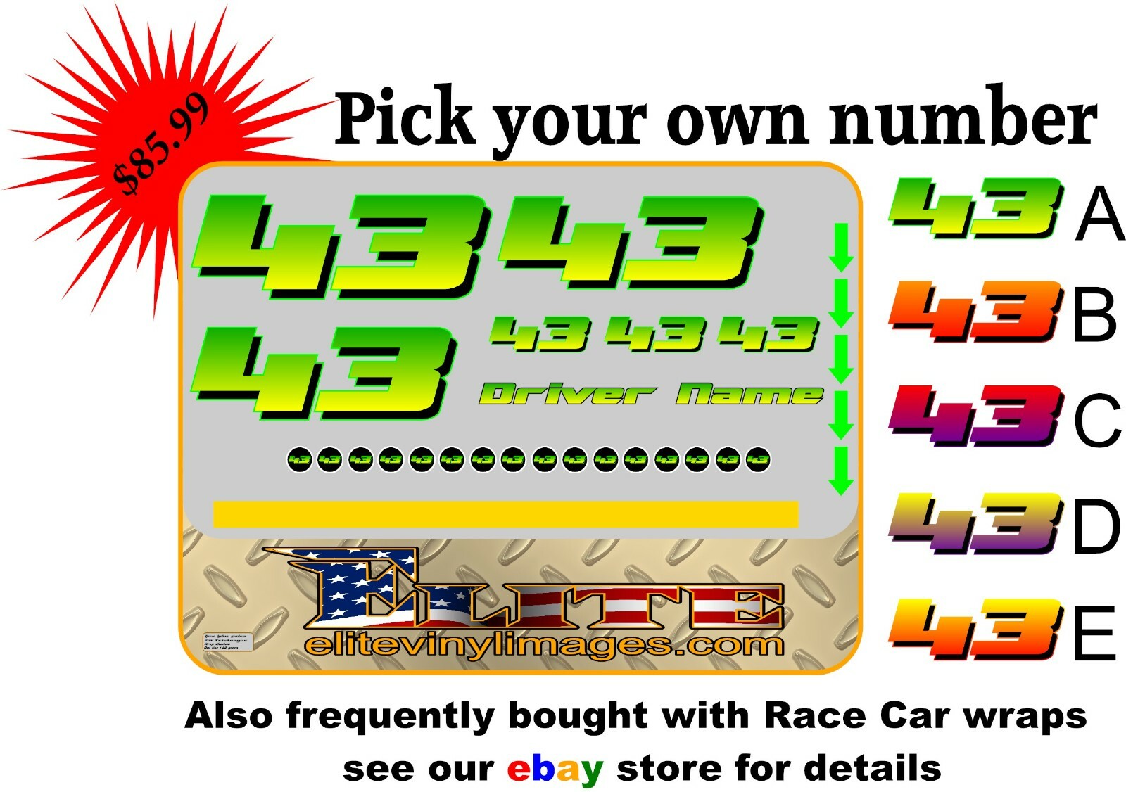 Race Car Side wrap Laminated Print Modified Late Model Super Stock St0 Gray Wolf
