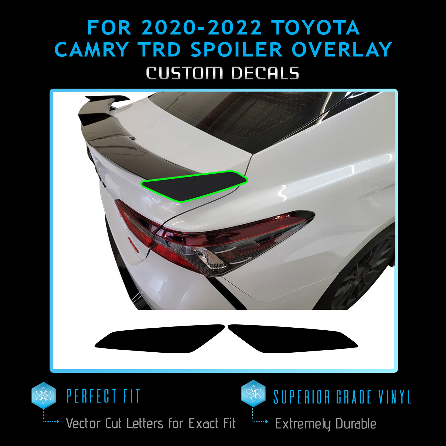 For 2020-2022 Toyota Camry TRD Spoiler Sides Graphic Overlay Decal Glossy Vinyl