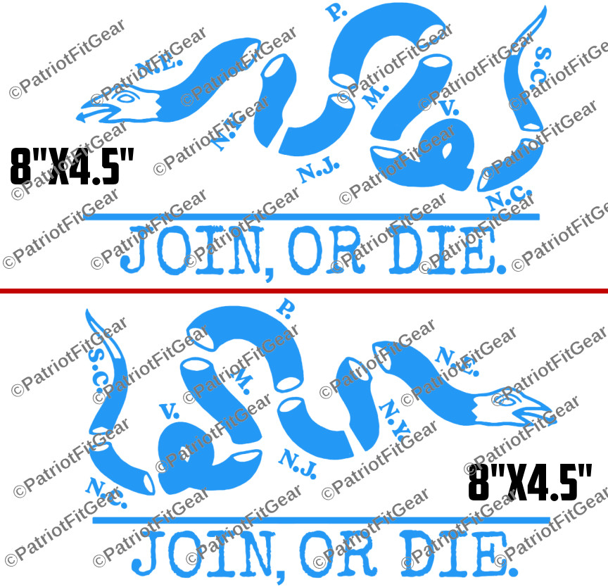 Join Or Die,We The People,Liberty Or Death,8″x4.5″x2,Snake,Custom Vinyl Decal