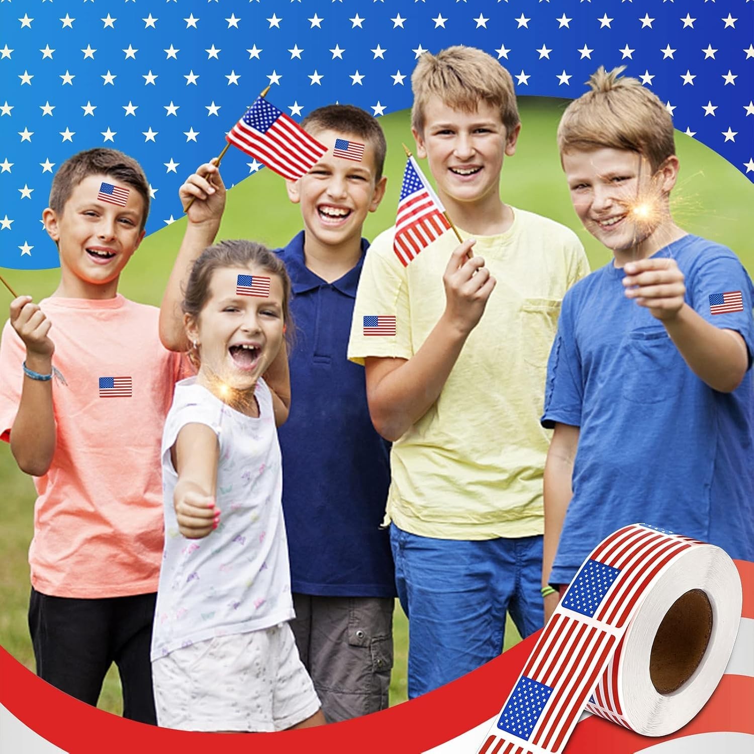 2×1.22 Inch Patriotic American Flag Stickers – Ideal for Decorations & Events