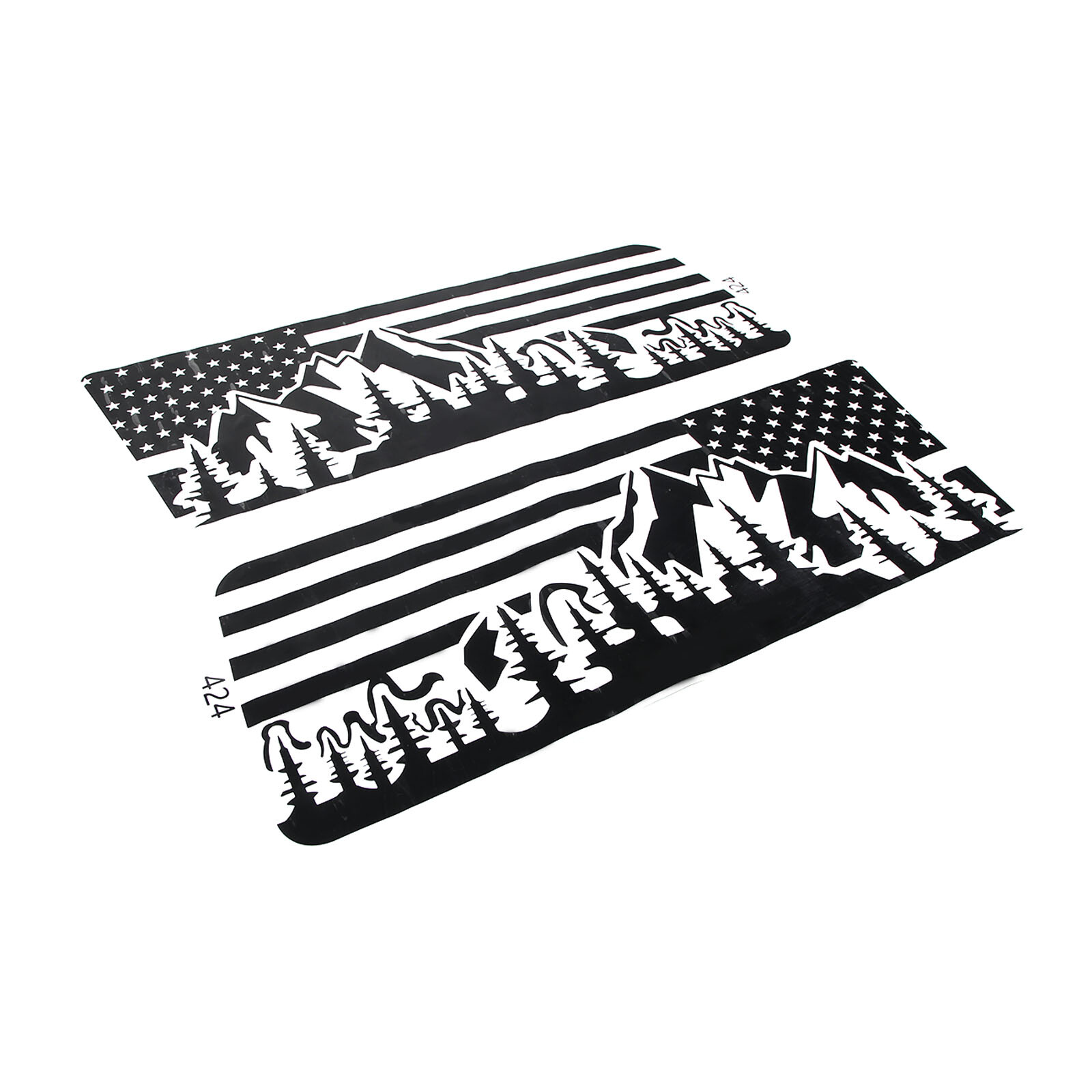 2pcs Rear Side Window American Flag & Landscape Decal Fits 2003-2009 Hummer H2
