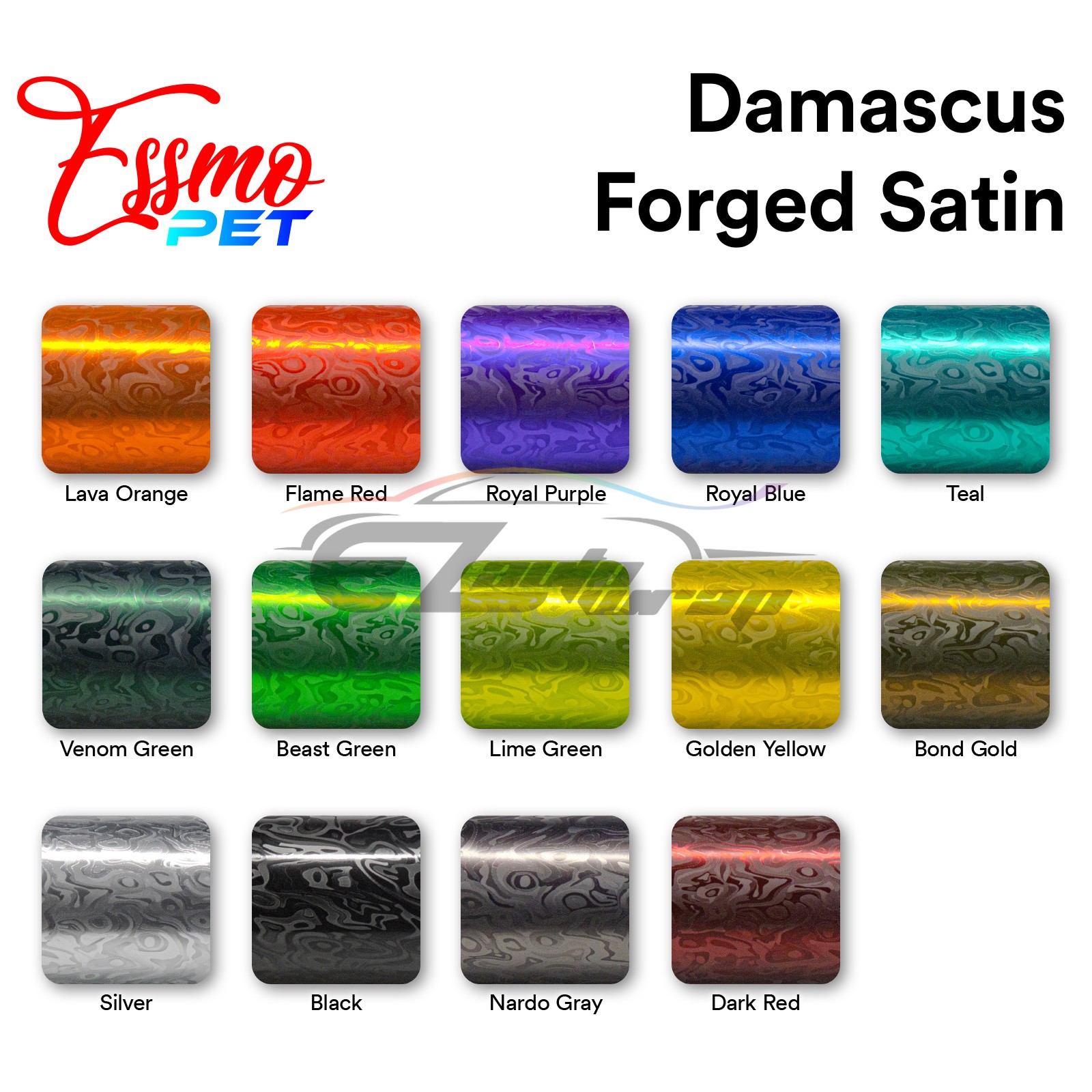 PET Damascus Steel Forged Carbon Fiber Satin Car Vinyl Wrap Film Sticker Sheet
