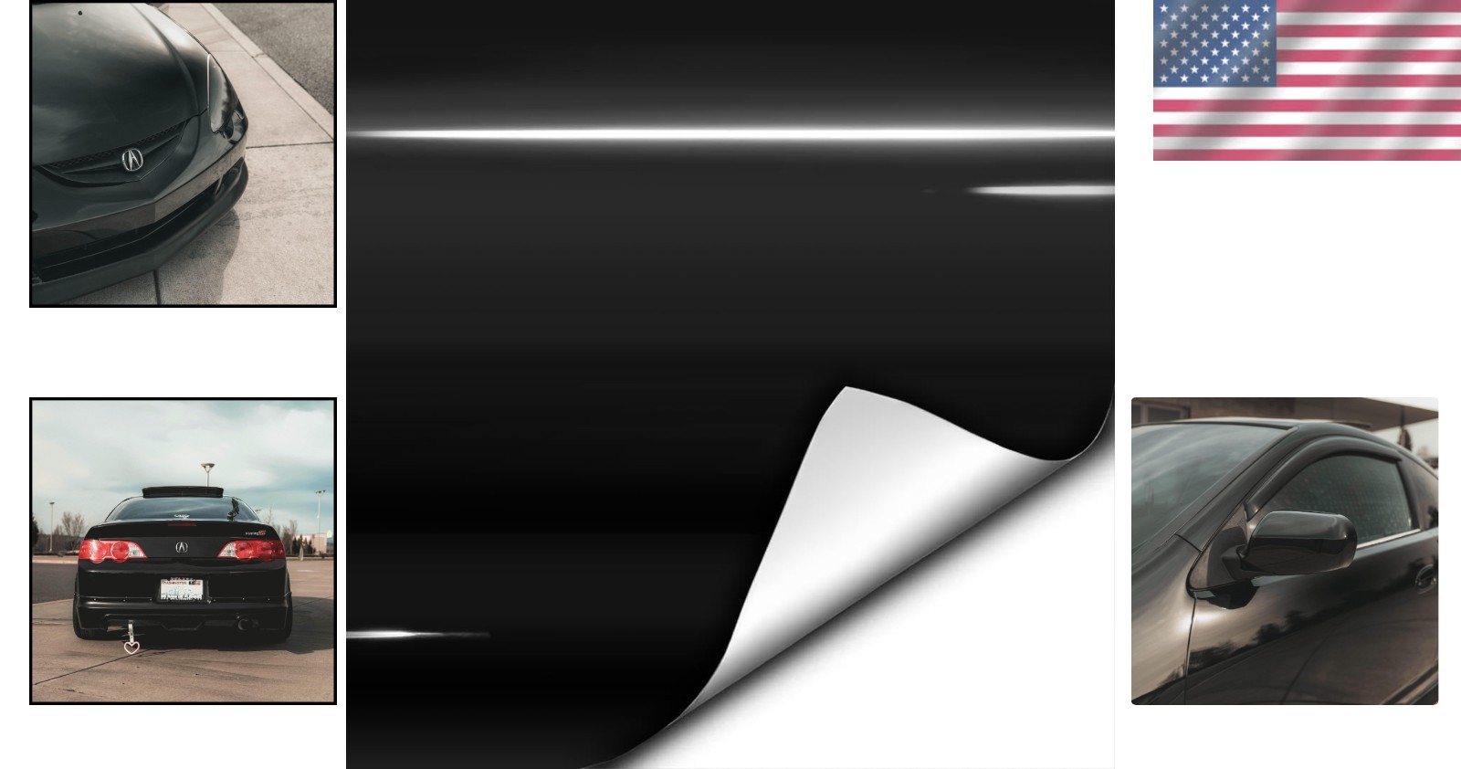 Stretchable Gloss Black Vinyl Wrap 1/2ft x 5ft – No Bubbles, Professional Finish