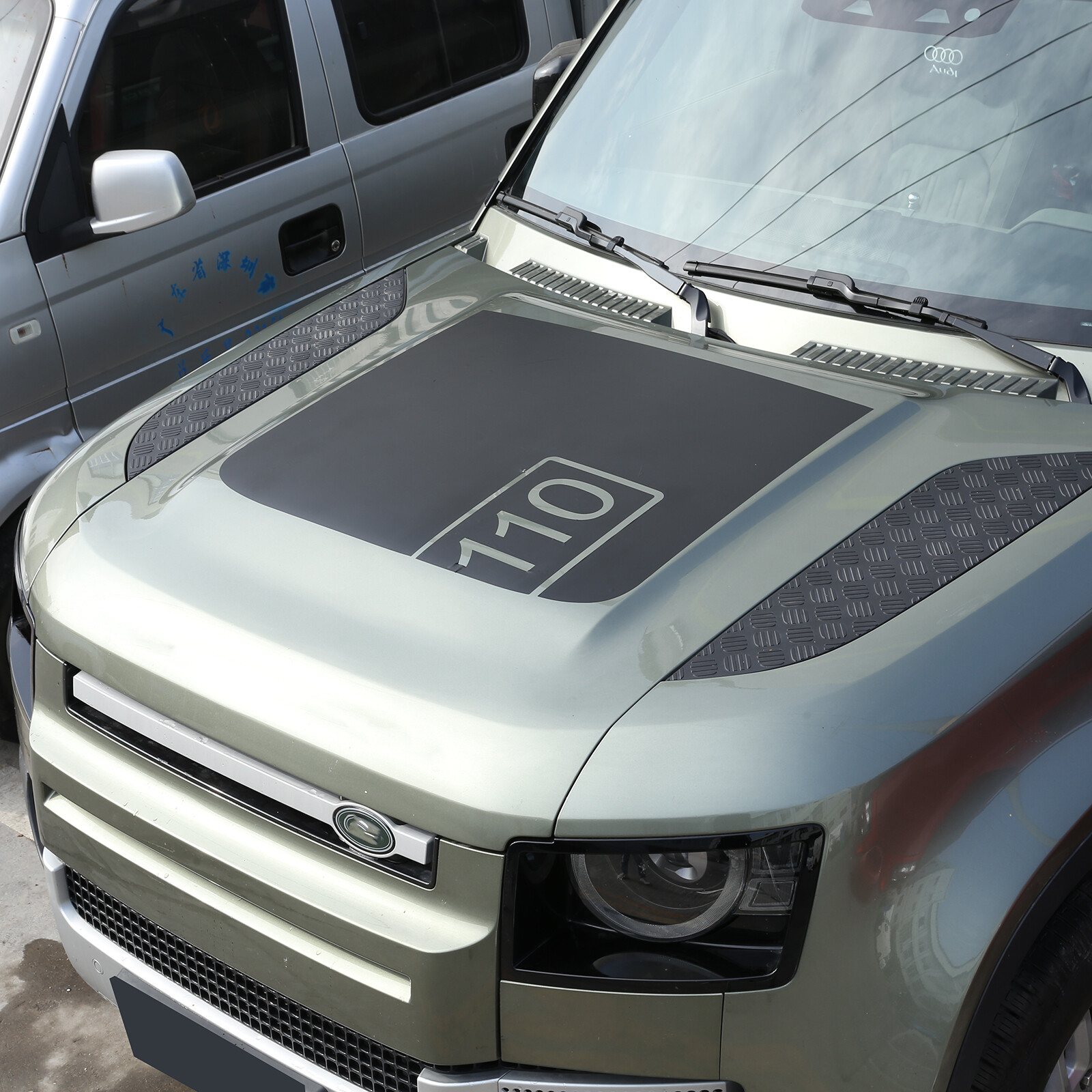 Black Front Engine Hood Sticker Decal For Land Rover Defender 110 2020-2022