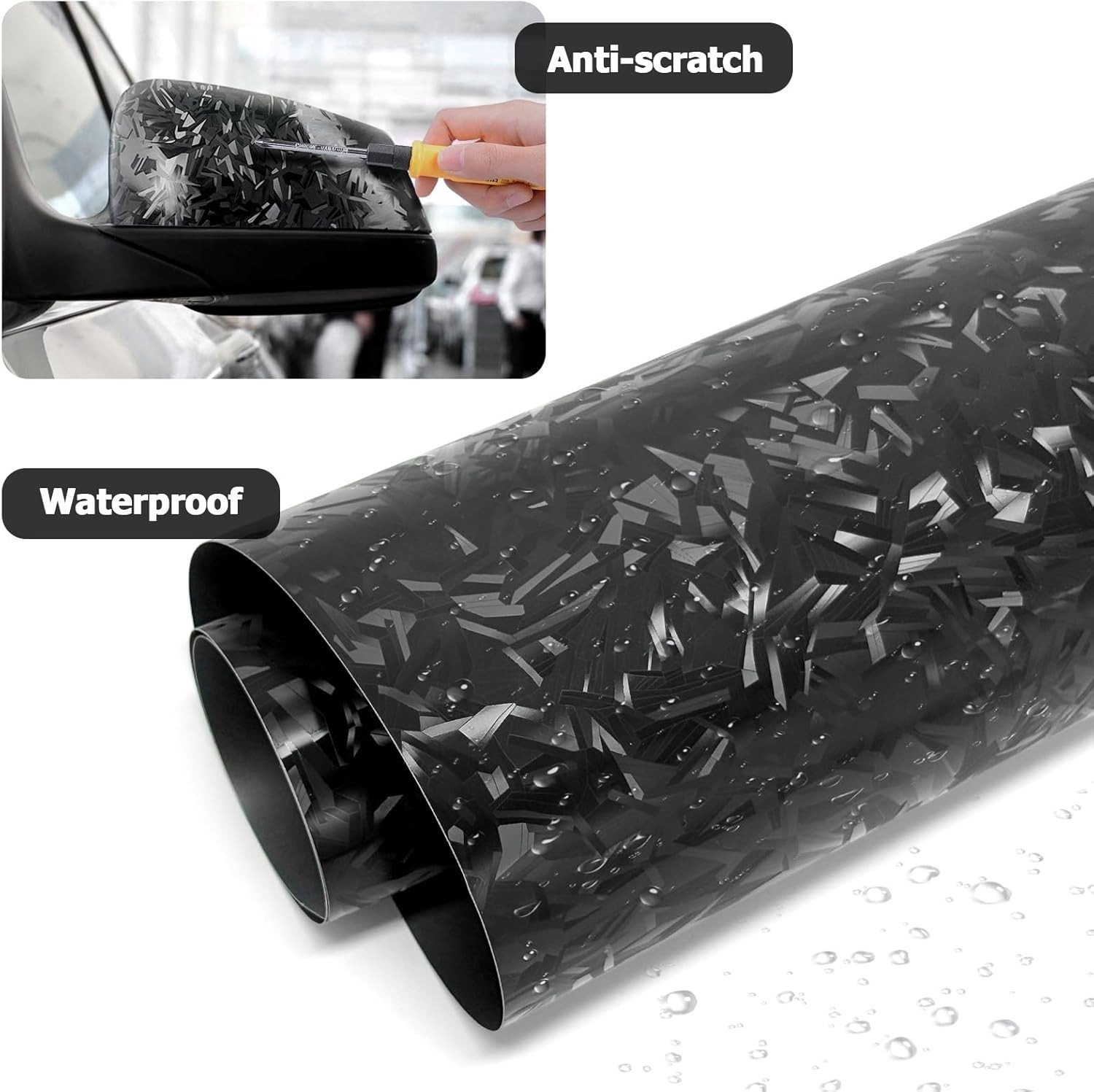 High-Quality Forged Carbon Fiber Vinyl Wrap for Cars, 1FT x 5FT – Easy Install