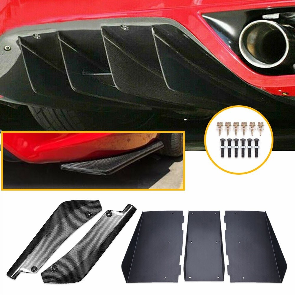 Universal Rear Bumper Diffuser 4-Fin Spoiler Lip Splitter + Rear Spats Ch M