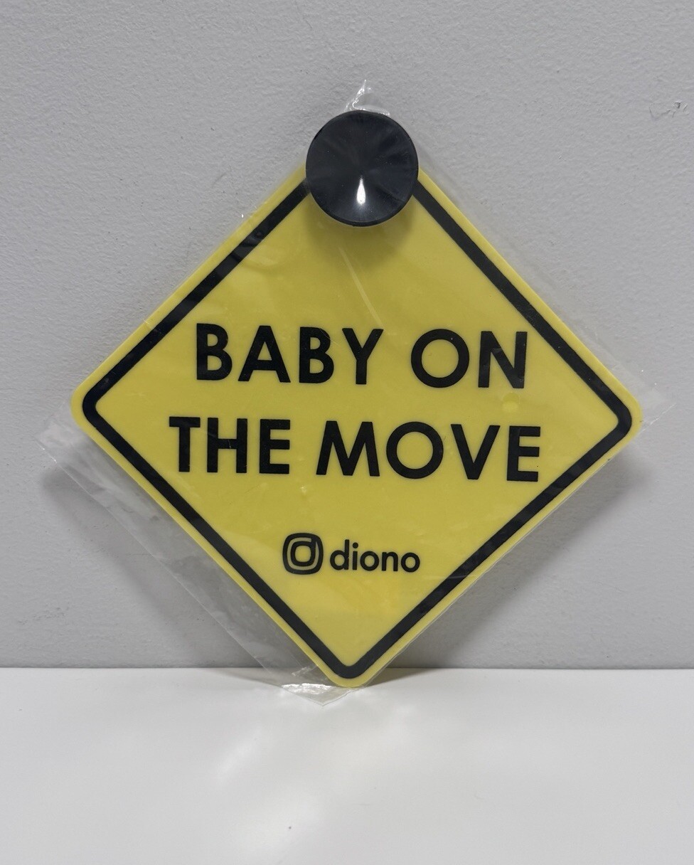 BABY ON THE MOVE DECAL Yellow Safety Window Sign with Suction Cup Diono NEW