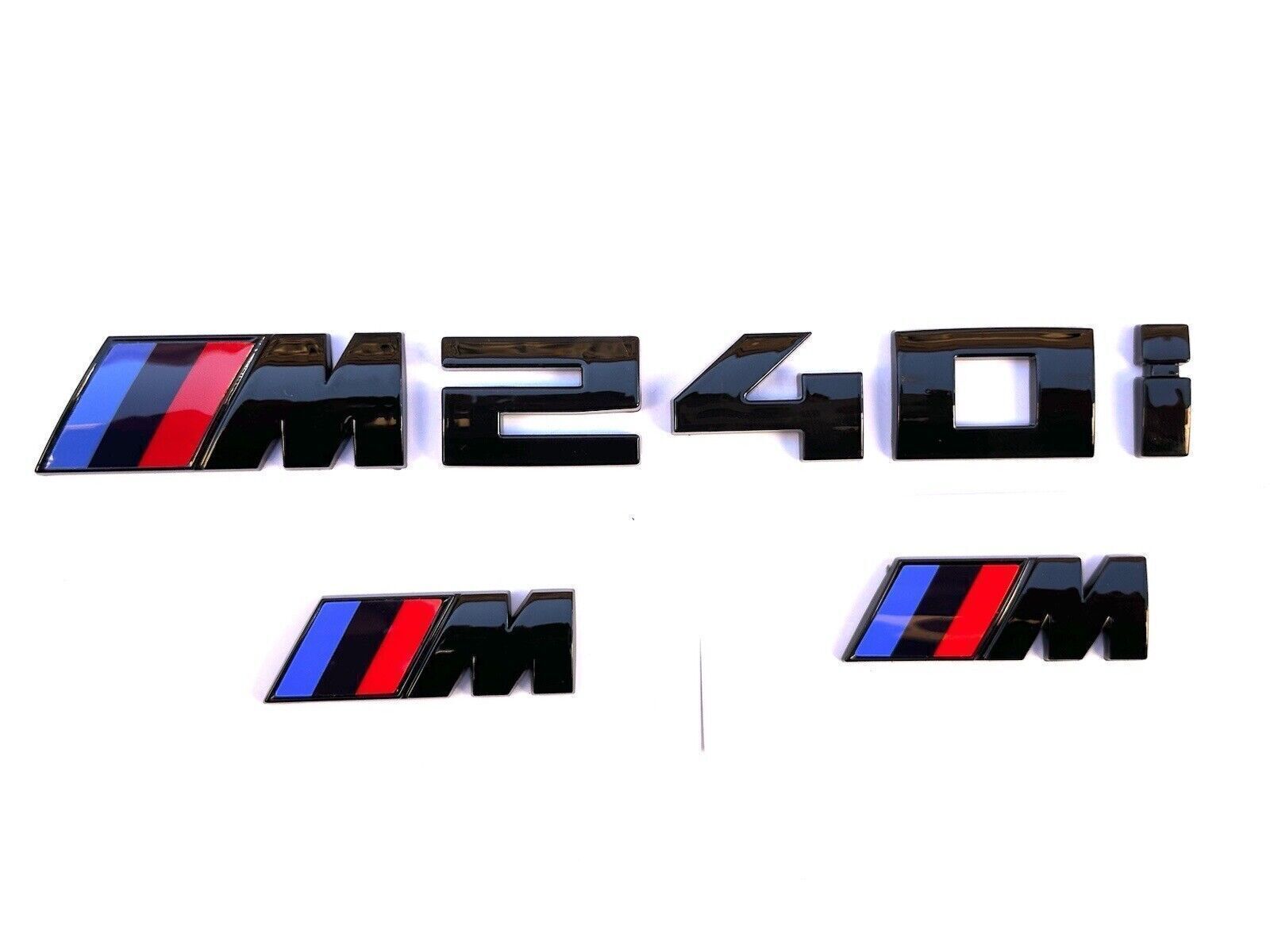 Set 3 pcs Fit For BMW M240i Gloss Black Style Rear Emblem Badge + 2 “M” Fender