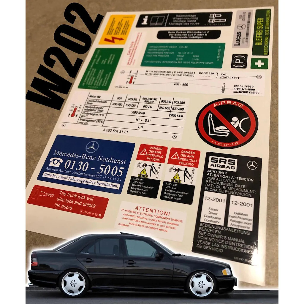 Decal Set Stickers For Mercedes-Benz W202 C Class All Models Best Quality