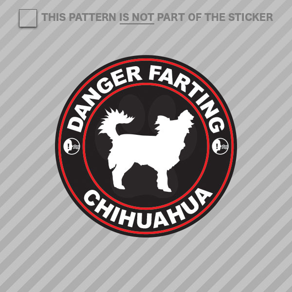 Danger Farting Long Haired Chihuahua Sticker Self Adhesive Vinyl dog canine pet
