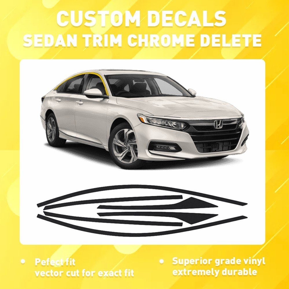 Chrome Delete Blackout Overlay for 2018-22 Honda Accord Sedan Window Trim M