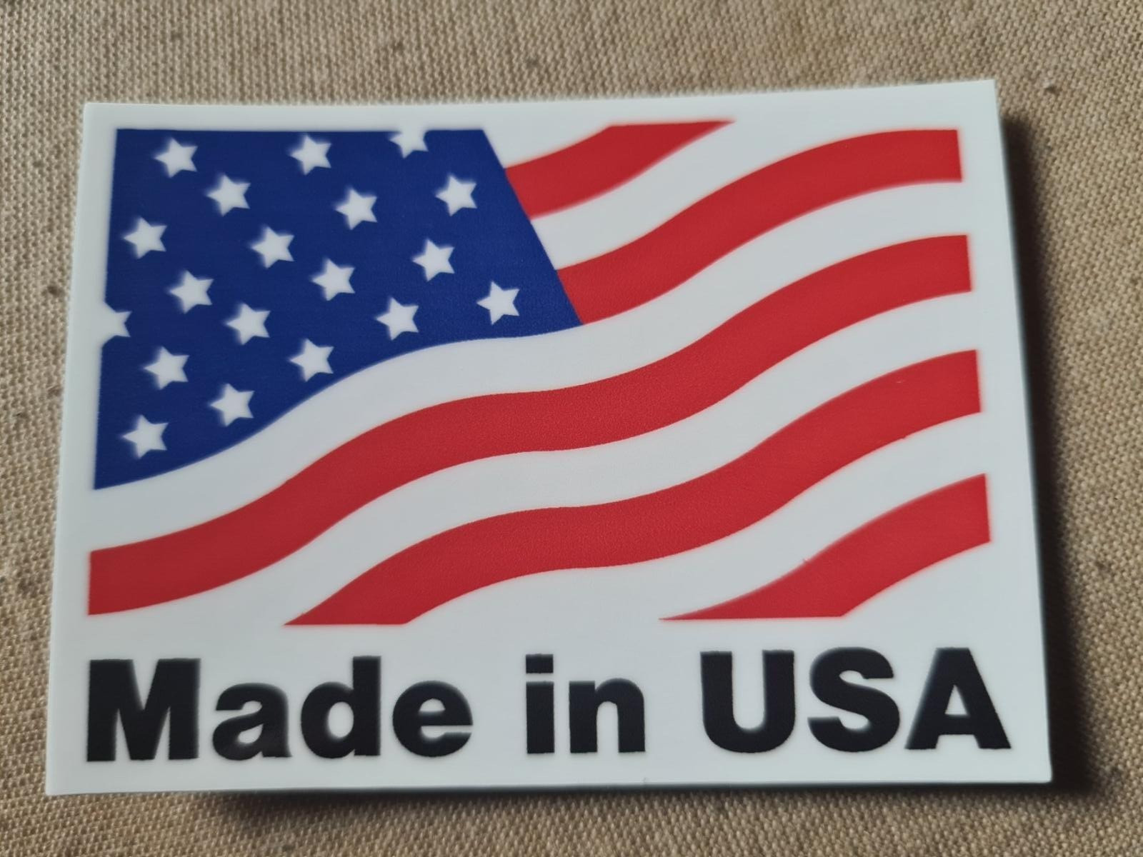 Made in the USA sticker – UV Coated , Indoor/outdoor use. @ Fast Shipping