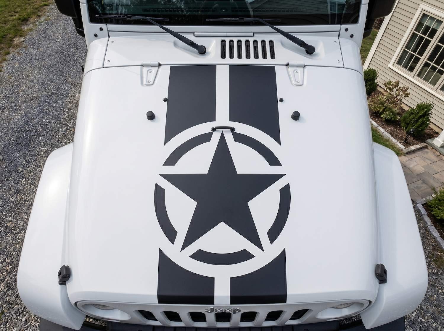 Star Stripe Hood Decal for Jeep Style Vehicles, Patriotic Vinyl Graphic Sticker