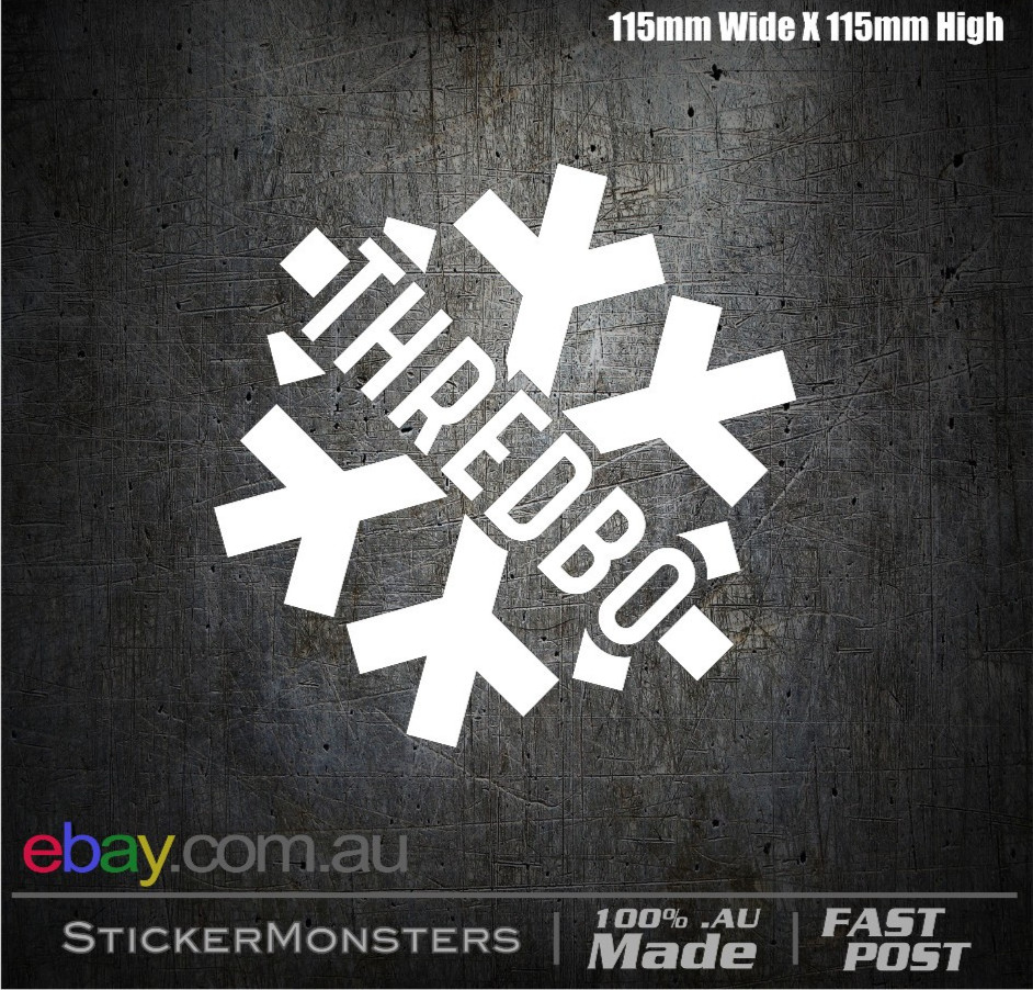 THREDBO Skiing Snowboarding sticker Listing. 115mmW Car, Laptop, Van