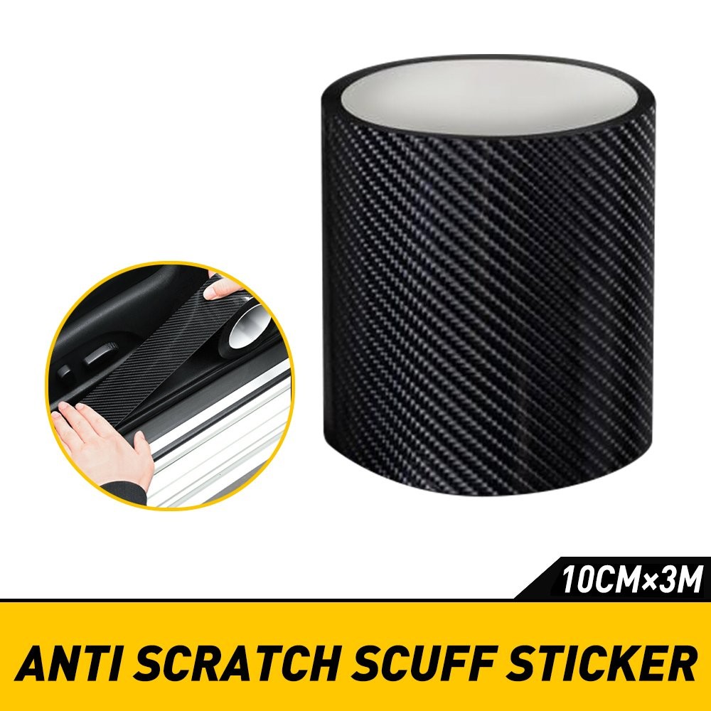AUXITO Carbon Fiber Vinyl Car Door Sill Scuff Cover Plate Sticker Protector EOA