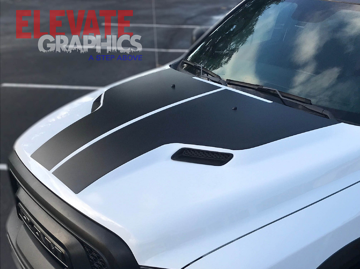 2009-2018 For Dodge Ram 1500 Decals Sport Hood Stripes Graphics Vinyl Stickers
