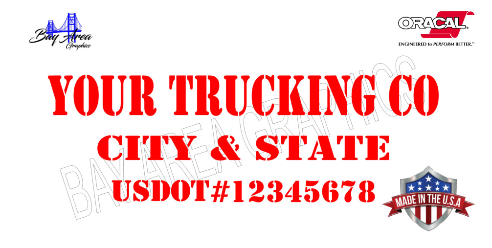 CUSTOM VINYL TRUCK DOOR DECALS SET 2 COMPANY NAME USDOT CITY STATE